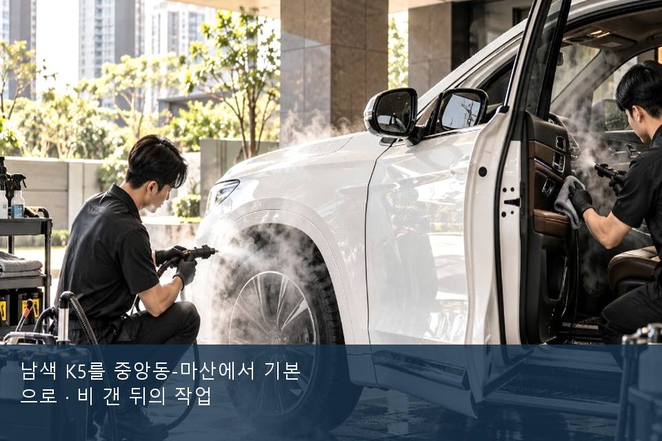 남색 K5를 중앙동-마산에서 기본으로 · 비 갠 뒤의 작업