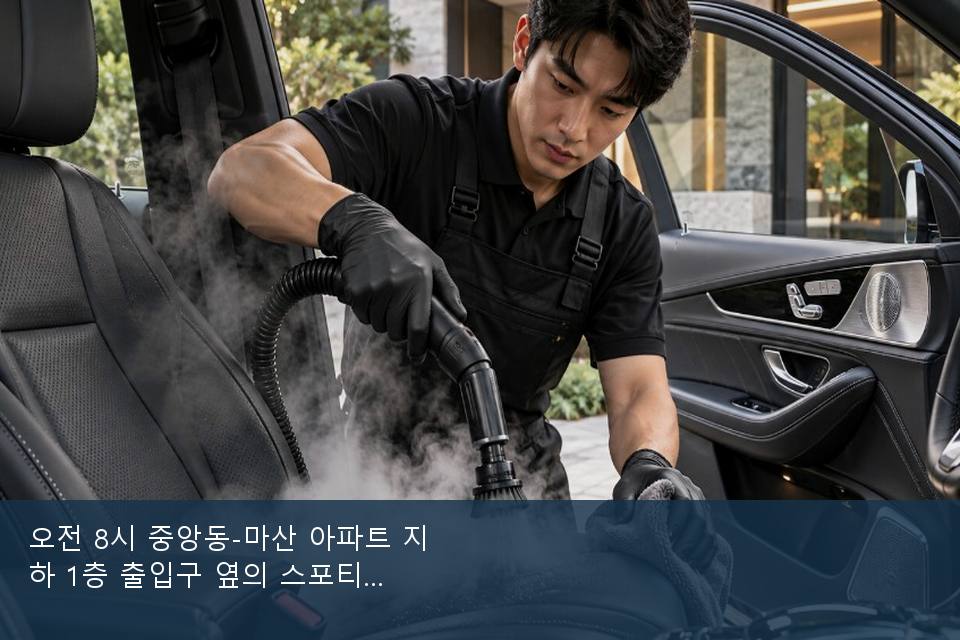 오전 8시 중앙동-마산 아파트 지하 1층 출입구 옆의 스포티지 · 실내 냄새를 연 기록